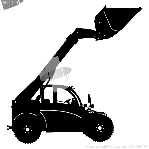 Image of Silhouette of a heavy loaders with  ladle. illustration