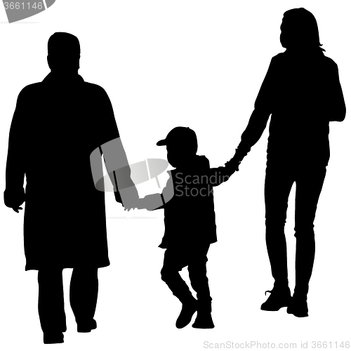 Image of Black silhouettes Family on white background. 