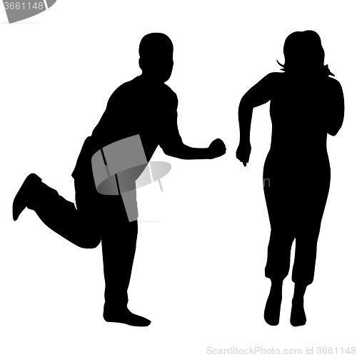 Image of Silhouettes of dancing men and women. illustration