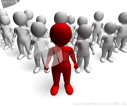 Image of Man Leading 3d Character Showing Command And Leadership