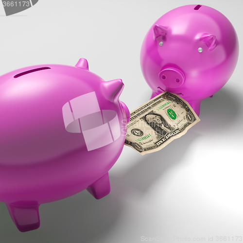 Image of Piggybanks Fighting Over Money Showing Banking Problems