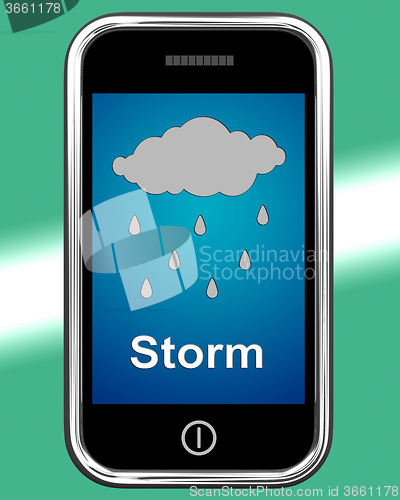 Image of Showers On Phone Means Rain Rainy Weather