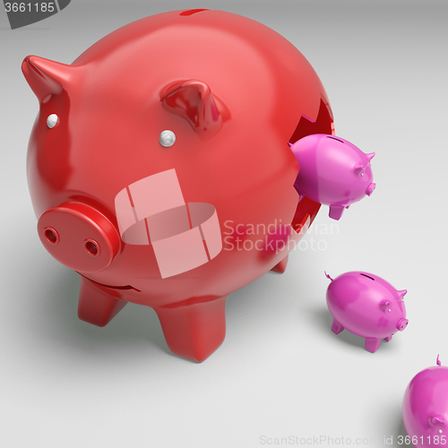 Image of Piggybanks Inside Piggybank Showing Monetary Growth