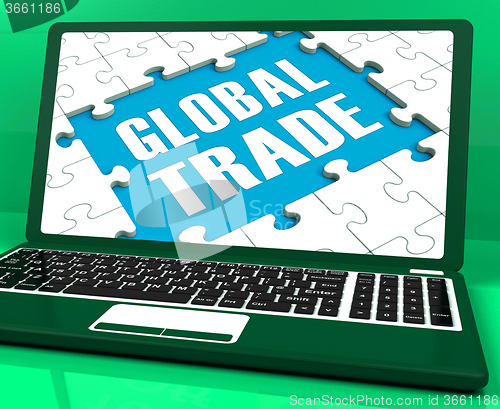 Image of Global Trade Laptop Shows Worldwide International Business