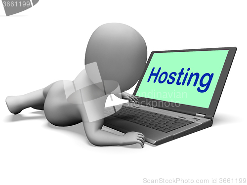 Image of Hosting Character Laptop Shows Www Internet Or Website Host