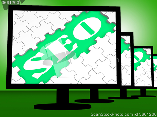 Image of Seo On Monitors Shows Websites Search Engine Optimization Online