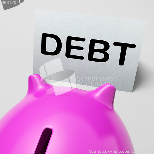 Image of Debt Piggy Bank Means Loan Arrears And Paying Off