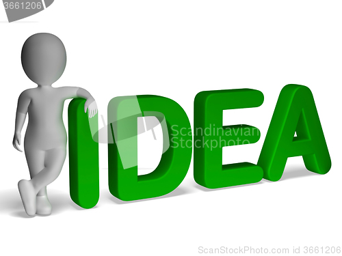 Image of Idea Word And 3d man Showing Thoughts And Invention