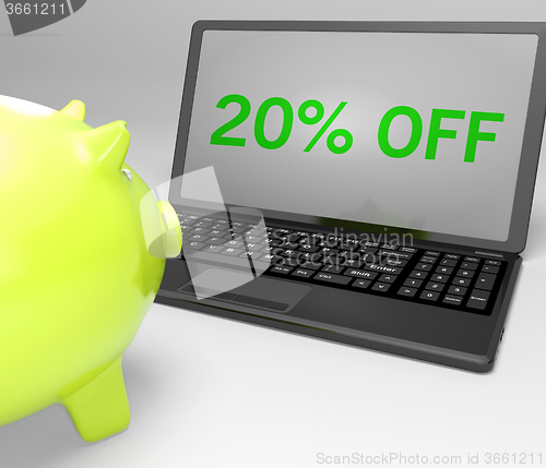 Image of Twenty Percent Off On Notebook Showing Special Offers