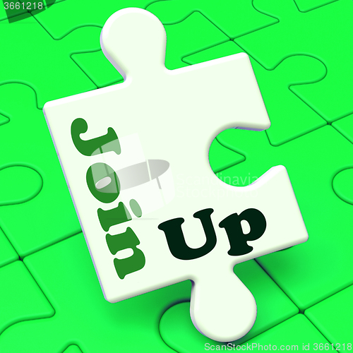 Image of Join Up Puzzle Shows Subscribing Member Membership And Registrat