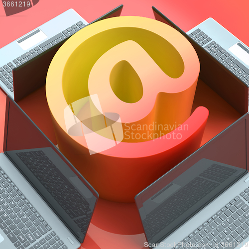 Image of E-mail Symbol Laptops Shows Online Mailing Communication