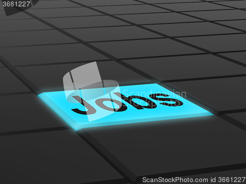 Image of Jobs Button Shows Hiring Recruitment Online Hire Job