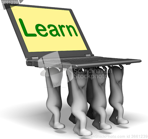 Image of Learn Characters Laptop Shows Internet Learning Or Studying