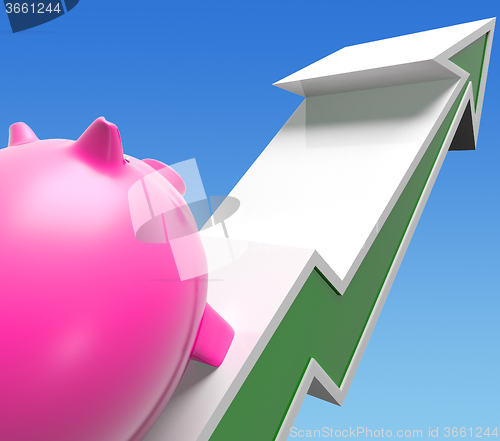 Image of Climbing Piggy Shows Growing Investment Or Savings