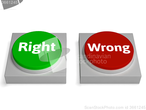 Image of Right Wrong Buttons Show True Or False