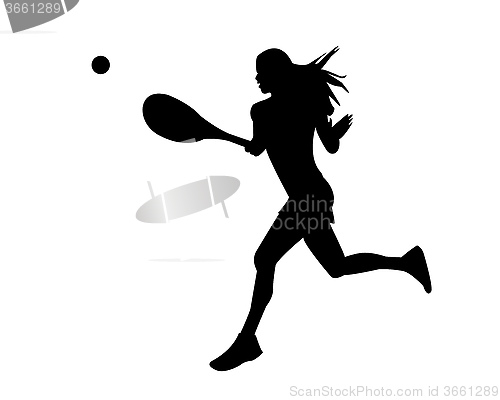 Image of woman tennis player running for Ball