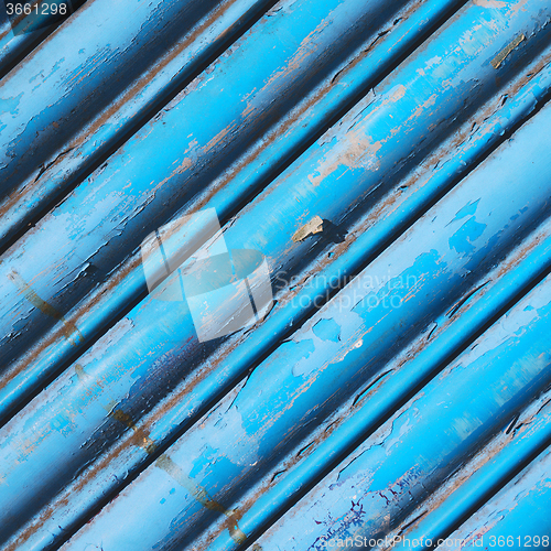 Image of blue abstract metal in englan london railing steel and backgroun