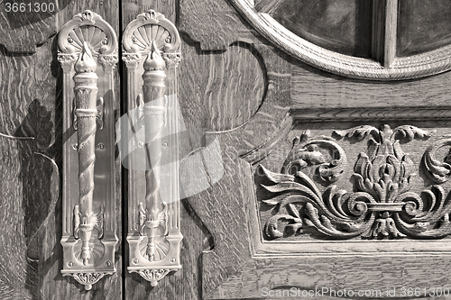 Image of old london door in england and wood ancien abstract