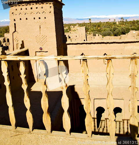 Image of brown old  construction in  africa terrace mountain snow