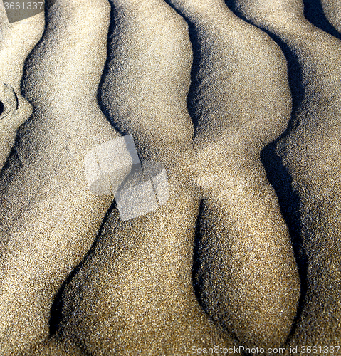 Image of of a  dry sand and the beach lanzarote spain