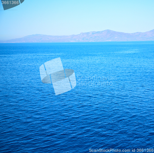 Image of greece from the boat  islands in mediterranean sea and sky