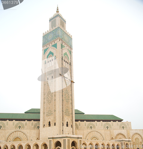 Image of  muslim in  mosque the history  symbol   morocco  africa  minare