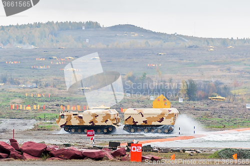 Image of Tracked carrier DT-30P1 after water obstacle. Russia