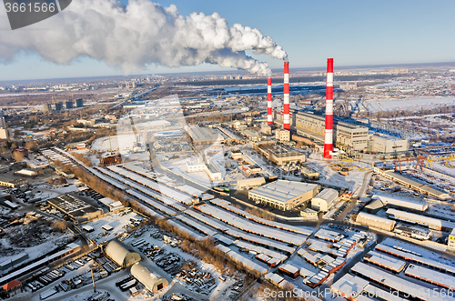 Image of City power plant in winter season. Tyumen. Russia