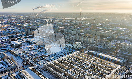 Image of Residential district with TV towers. Tyumen