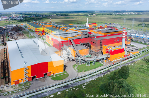 Image of Aerial view on iron and steel works factory. Russia