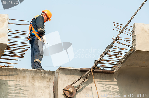 Image of Builder Worker on bridge construction