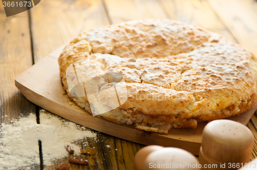Image of delicious home made cake on the wooden table