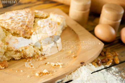 Image of delicious home made cake on the wooden table