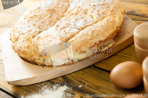 Image of delicious home made cake on the wooden table