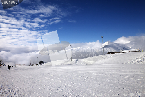 Image of Ski slope at sun wind day