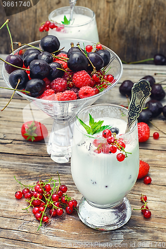 Image of milk cocktail with berries