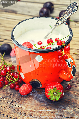 Image of milk cocktail with berries