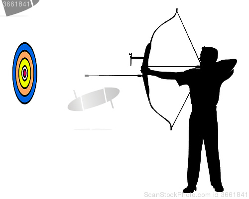 Image of a man with a bow and a target