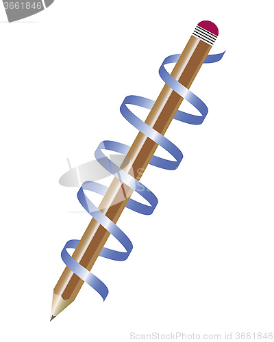 Image of pencil with ribbon