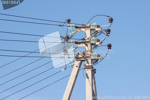 Image of Pillar power line installed thereon isolated wires