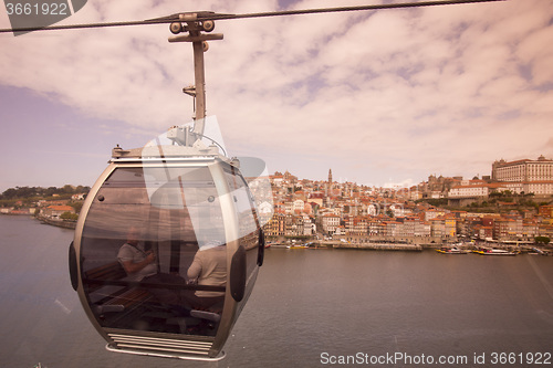 Image of EUROPE PORTUGAL PORTO CABLE CAR DOURO RIVER