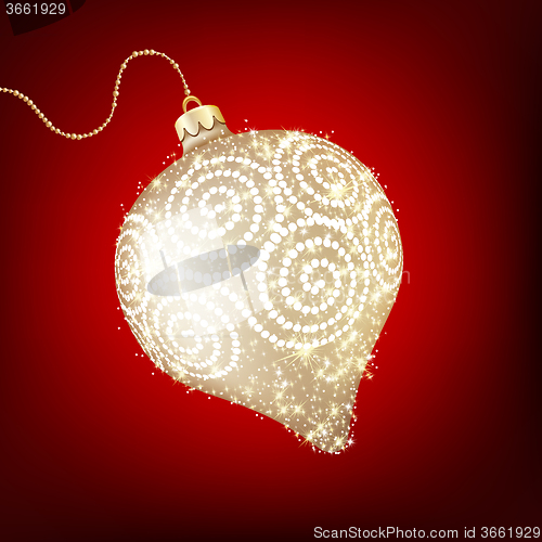 Image of Twinkling gold bauble. EPS 10