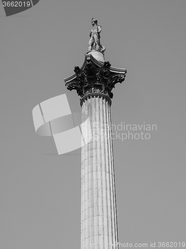 Image of Black and white Nelson Column in London
