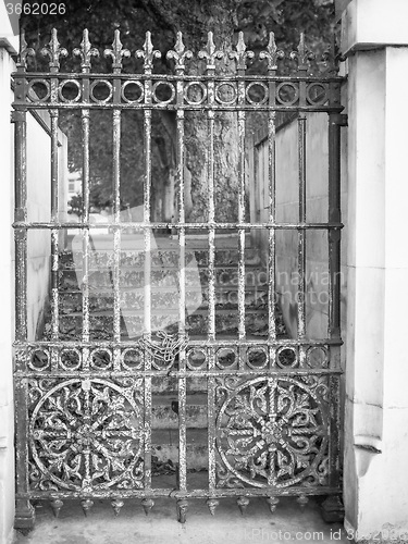 Image of Black and white Old gate