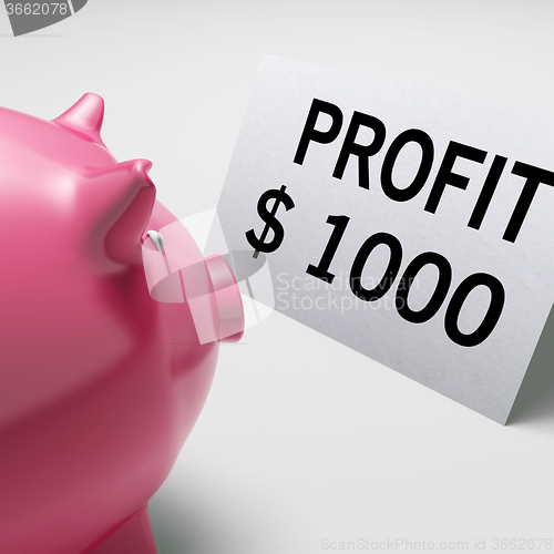 Image of Profit Dollars Shows Revenue Earnings Piggy Savings
