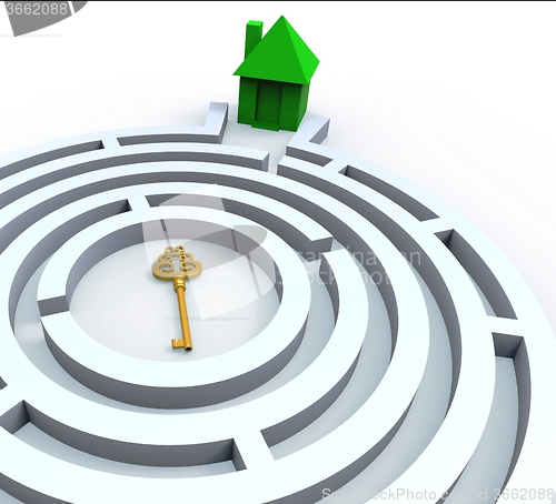 Image of Key To Home In Maze Shows Property Search