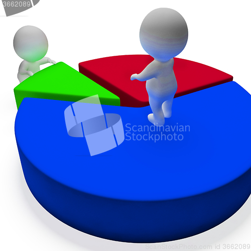 Image of Pie Chart And 3d Characters Shows Statistics Report