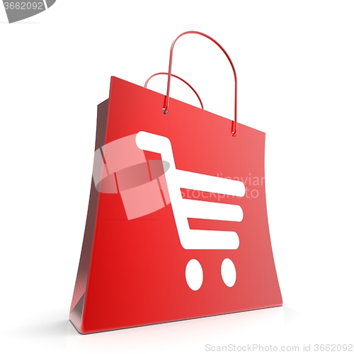 Image of Shopping Cart Bag Shows Basket Checkout