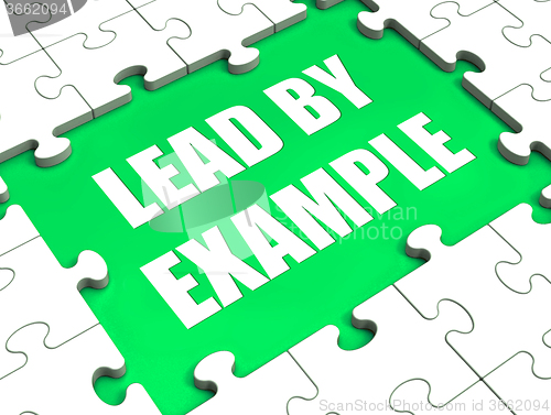 Image of Lead by Example Puzzle Shows Leading Leadership And Motivation