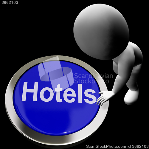 Image of Blue Hotel Button For Travel And Room